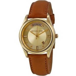 MICHAEL KORS WOMEN'S SAWYER WATCH BROWN LEATHER